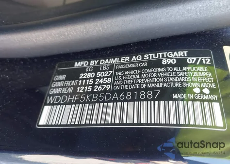 2013 Mercedes-Benz E 350 из США, поврежденный, VIN WDDHF5KB5DA681887